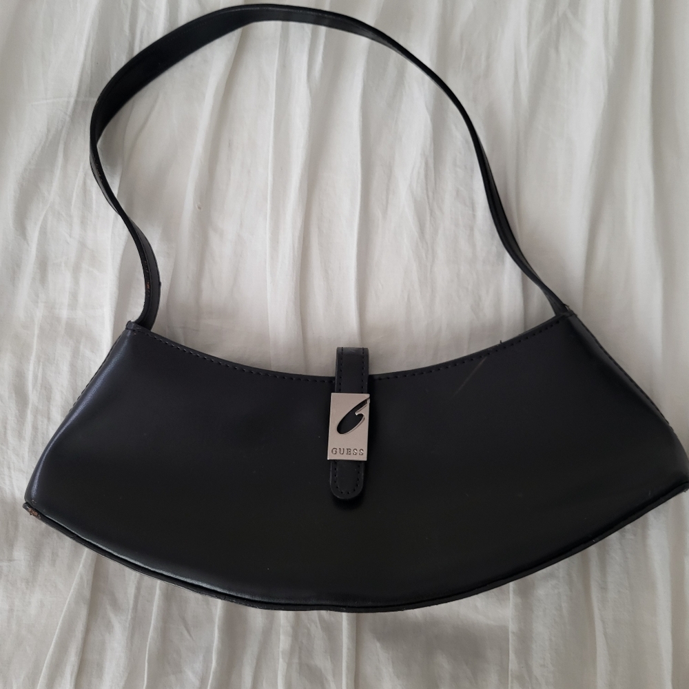 Vintage Y2K Guess Baguette Purse, Mini Logo Shoulder Bag, 2000s Street Style